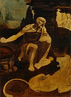 Saint Jerome in the Wilderness oil and tempera on panel 103 × 75 cm (40.5 × 29.5 in) Musei Vaticani, Vatican City