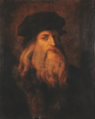 Anonymous portrait (once claimed to be a self-portrait) of Leonardo da Vinci, c. 1600. Uffizi, Florence